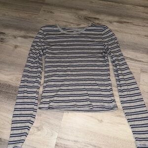 Pink Republic Navy and Gray Striped Long Sleeve Tee